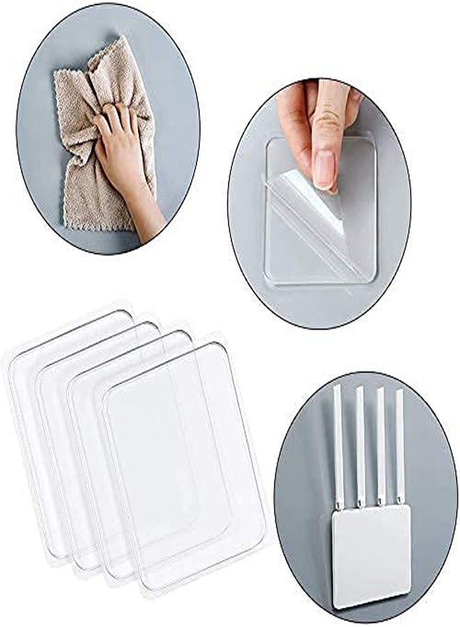 Sileni (Pack of 4) Adhesive Strong Double side square sticker Heavy Duty Waterproof and Oil-Proof Wall Hook ,Multi use Wall Hooks Without Nails-Wall Hooks for Photo Frames-Kitchen and Bathroom (NANO HOOK), Polyvinyl Chloride - Image 3